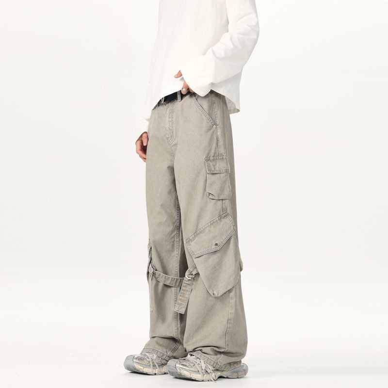Jiamu Unisex Cargo Pants – High Street Straight Trousers with Flap Pockets - Image 4